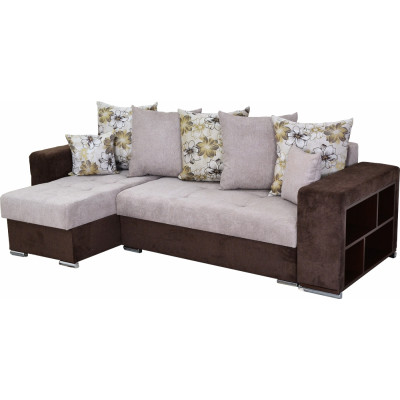 Coltar Dubai bej/maro, universal stanga sau dreapta, extensibil, 2 lazi depozitare, zona dormit, 2550 x 1400 x 750