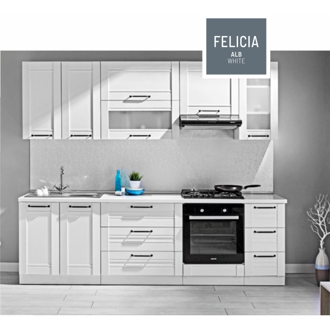 Bucatarie Felicia, Modulara, Alb, 260cm