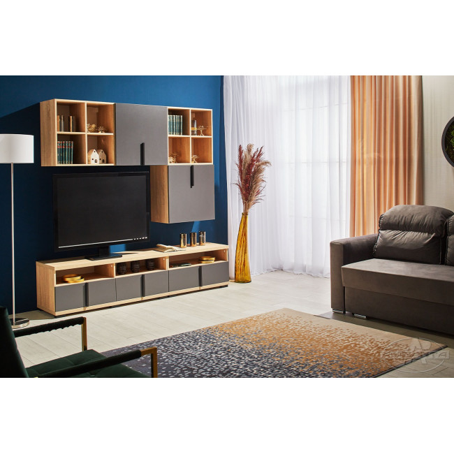 Living Duet 1, Stejar + Gri, 200x200x42 cm