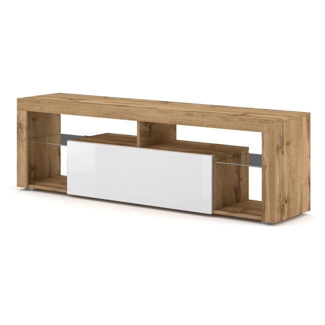 Comoda TV Hugo, 140 x 50,5 x 30 cm, Stejar si Alb