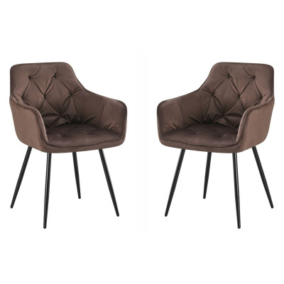 Set 2 scaune dining/bucatarie Nero, sezut tapiterie stofa, cadru si picioare metal, 57x58x87 cm, Maro