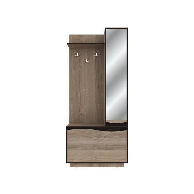 Cuier Geneva, 3 usi + oglinda, 206x90x40 cm, Sonoma Trufle