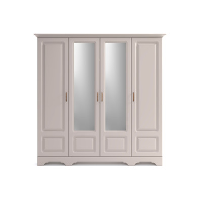 Dulap Boston, 4 usi + 2 oglinzi, MDF infoliat, 200x209x52 cm, Bej Casmir