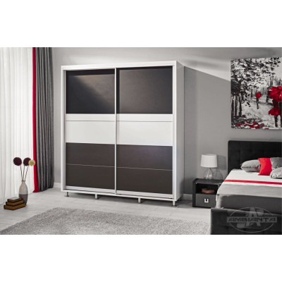 Dulap Cristal Alb & Grafit, 2 usi culisante, 160 x 58 x 224 cm