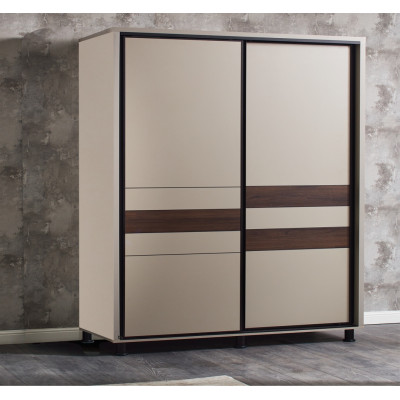 Dulap Cristal Bej & Wenge, 2 usi culisante, 200 x 58 x 224 cm
