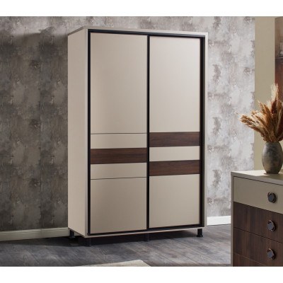Dulap Cristal Bej & Wenge, 2 usi culisante, 160 x 58 x 224 cm