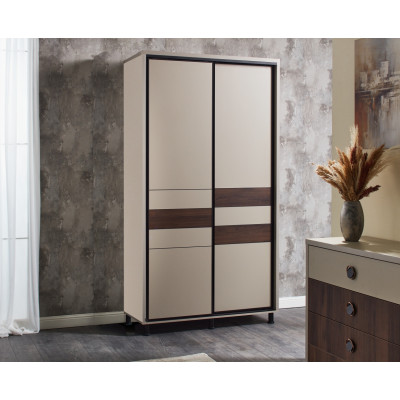 Dulap Cristal Bej & Wenge, 2 usi culisante, 120 x 58 x 224 cm