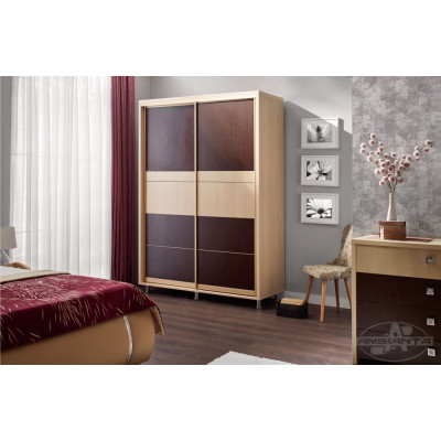 Dulap Cristal Bej & Wenge, 2 usi culisante, 200 x 58 x 224 cm