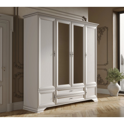 Dulap Kentuki, 6 usi + 2 sertare, 227 x 225 x 61 cm, Alb Alpin