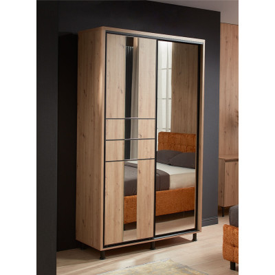 Dulap Rio, 2 usi culisante, 2 sertare interioare, 140 x 58 x 224 cm, Stejar