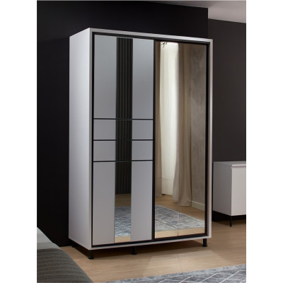 Dulap Rio, 2 usi culisante, 2 sertare interioare, 140 x 58 x 224 cm, Alb