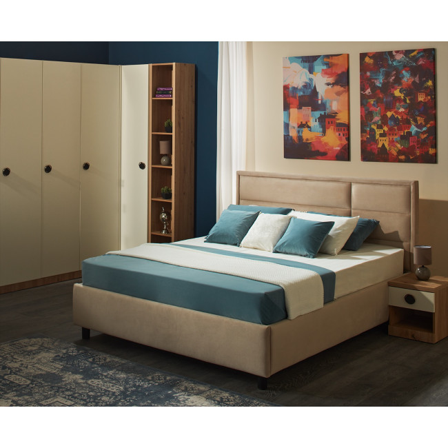 Pat Amigo, spatiu depozitare, somiera rabatabila, 160x200 cm, Bej