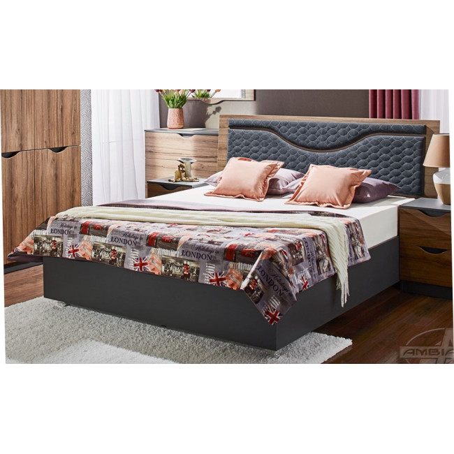 Pat Happy, Somiera rabatabila, Lada depozitare, 160x200 cm, Nuc