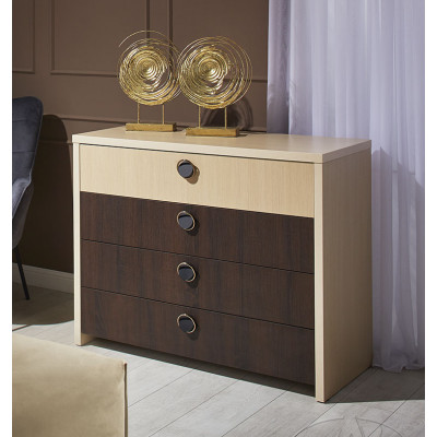 Comoda Cristal, 4 sertare, 110x90x50 cm, Fag si Wenge