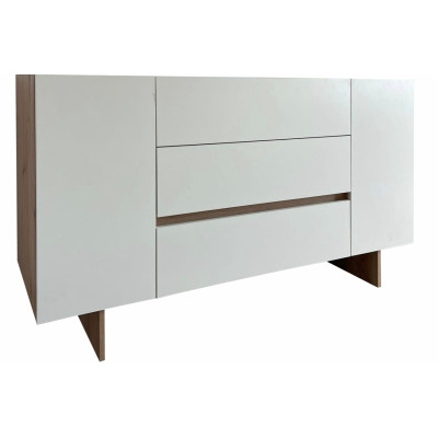 Comoda Kosmo, 2 usi + 3 sertare, 150x85x52 cm, Stejar si Bej
