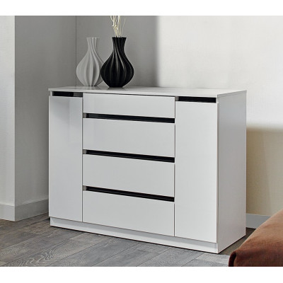 Comoda Space, 2 usi + 4 sertare, 100x84x52 cm, Alb