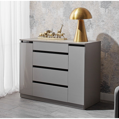 Comoda Space, 2 usi + 4 sertare, 100x84x52 cm, Gri