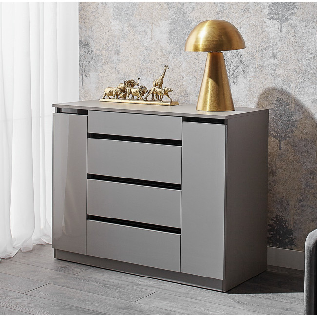 Comoda Space, 2 usi + 4 sertare, 100x84x52 cm, Gri