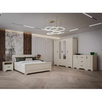Dormitor Boston, Dulap 4 usi, comoda 2 usi + 3 sertare, pat 160x200, 2 noptiere
