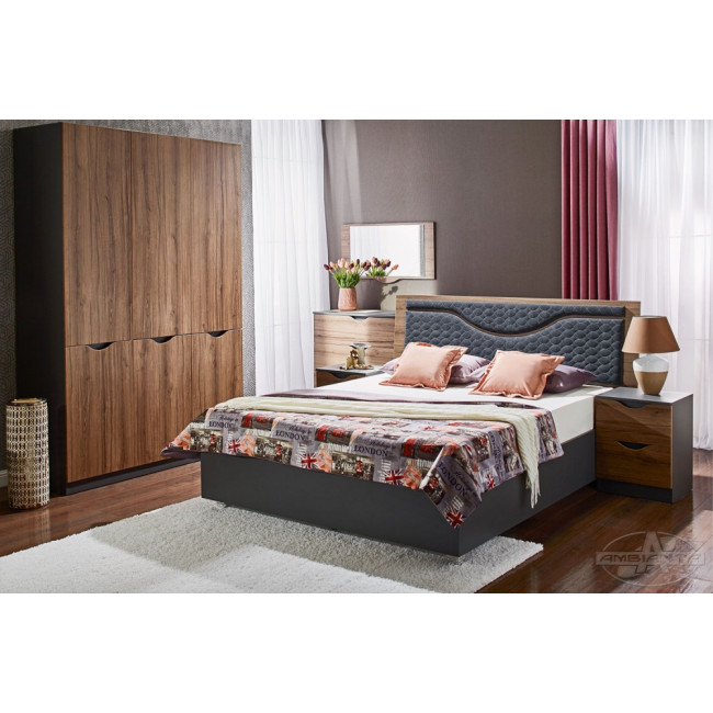 Dormitor Happy nuc, pat 160x200 cm, dulap 6 usi, comoda cu oglinda, noptiere.