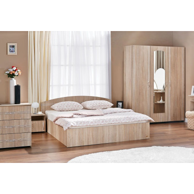 Dormitor Inter Bardolino, pat 160x200 cm, dulap cu 3 usi, comoda, 2 noptiere