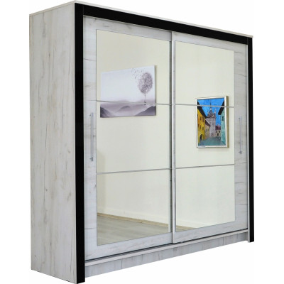 Dulap Ebon Alb, 2 usi culisante, 210 x 61 x 200 cm