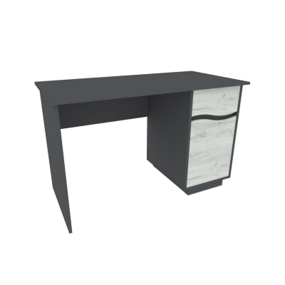 Birou Geneva, 1 usa + 1 sertar, 120x60x75,5 cm, Alb texturat