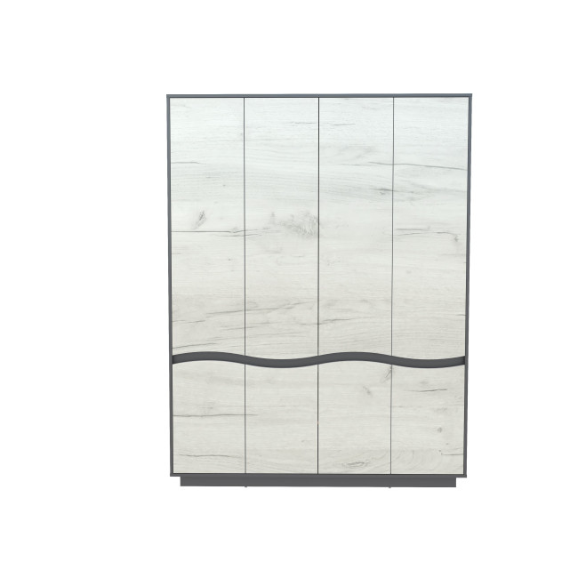 Dulap Geneva, 4 usi, 156x206x50 cm, Alb texturat