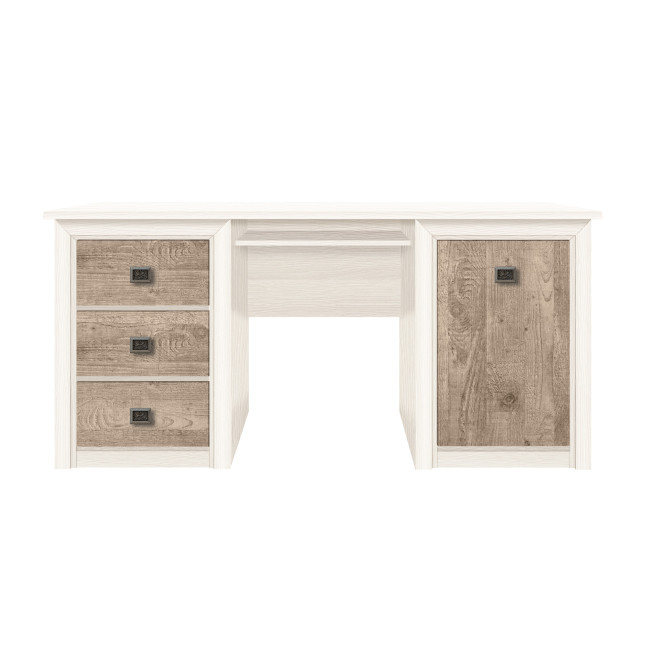 Birou Koen, 1 usa + 3 sertare, 120x60x75,5 cm, Stejar si Pin