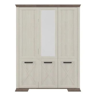 Dulap Marsel, MDF infoliat, 3 usi, 163x208x56 cm, Alb Frasin si Sonoma Truffle