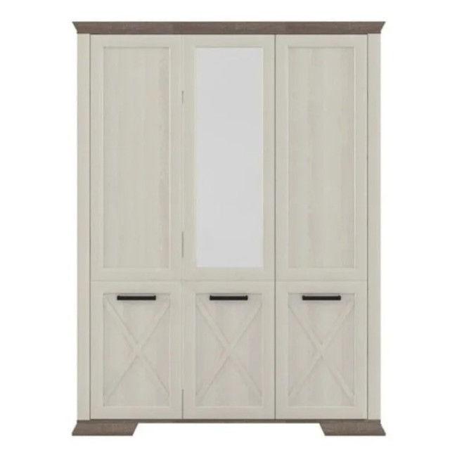 Dulap Marsel, MDF infoliat, 3 usi, 163x208x56 cm, Alb Frasin si Sonoma Truffle