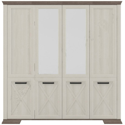 Dulap Marsel, MDF infoliat, 4 usi, 216x208x56 cm, Alb Frasin si Sonoma Truffle