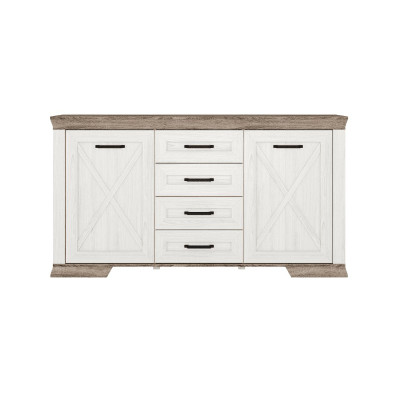Comoda Marsel, 2 usi + 4 sertare, 167x90x45cm, Alb Frasin si Sonoma Truffle