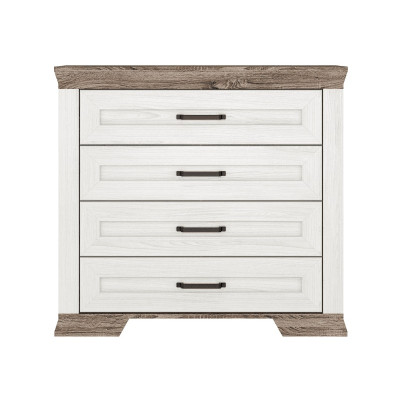 Comoda Marsel, 4 sertare, 98x94x46 cm, Alb Frasin si Sonoma Truffle